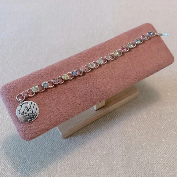 Y2K Vintage Avon Disney Tinkerbell Charm Bracelet Pastel Crystal Rhinestones - Picture 8 of 15
